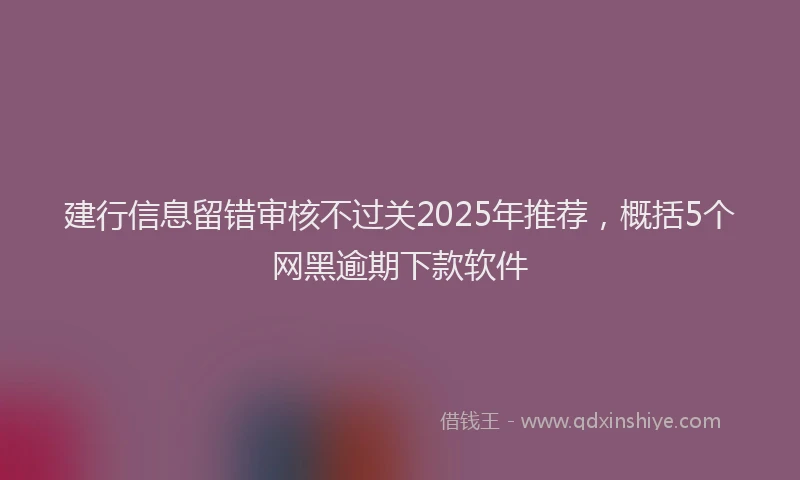 建行信息留错审核不过关2025年推荐，概括5个网黑逾期下款软件