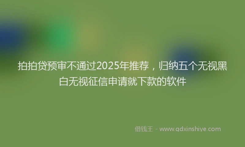 拍拍贷预审不通过2025年推荐，归纳五个无视黑白无视征信申请就下款的软件