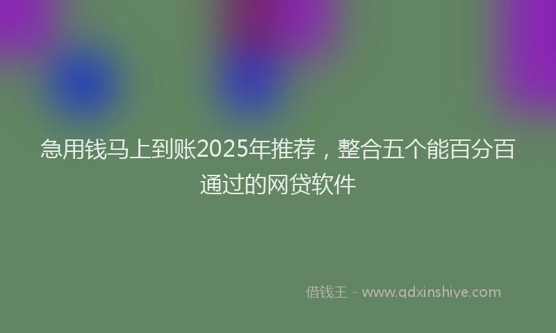 急用钱马上到账2025年推荐，整合五个能百分百通过的网贷软件