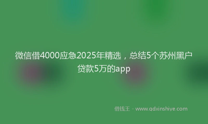 微信借4000应急2025年精选，总结5个苏州黑户贷款5万的app