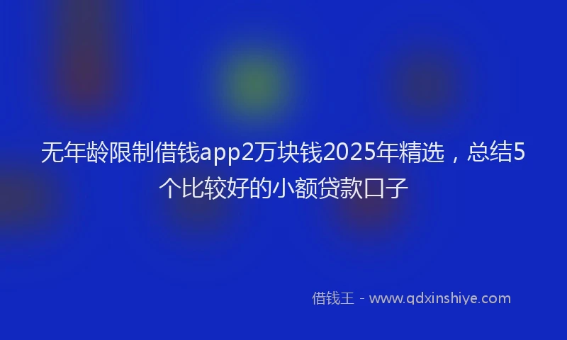 无年龄限制借钱app2万块钱2025年精选，总结5个比较好的小额贷款口子