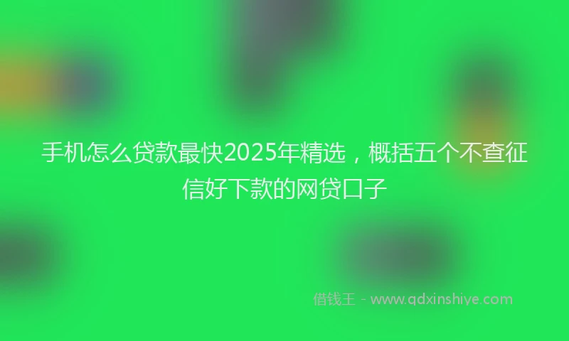 手机怎么贷款最快2025年精选，概括五个不查征信好下款的网贷口子