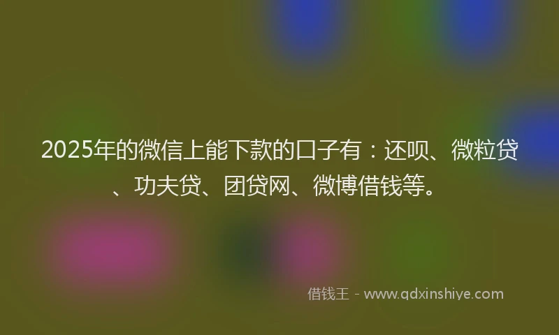 2025年的微信上能下款的口子有：还呗、微粒贷、功夫贷、团贷网、微博借钱等。
