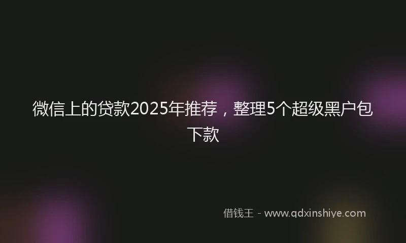 微信上的贷款2025年推荐，整理5个超级黑户包下款