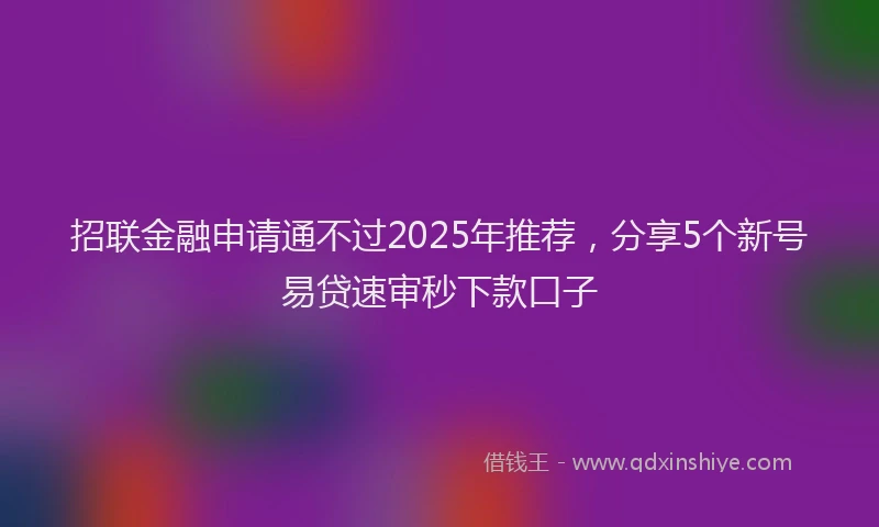 招联金融申请通不过2025年推荐，分享5个新号易贷速审秒下款口子