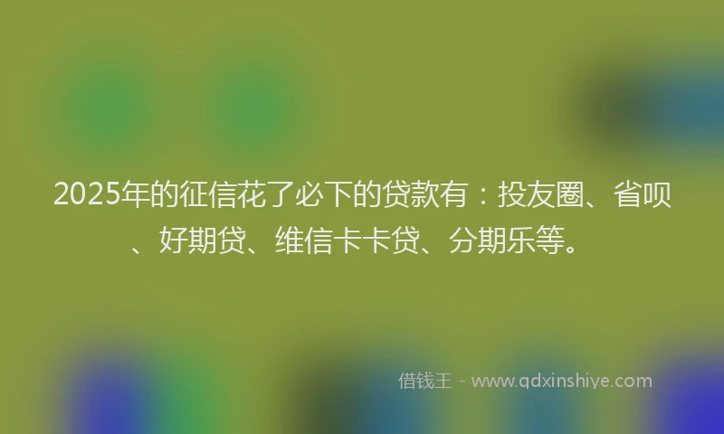 2025年的征信花了必下的贷款有：投友圈、省呗、好期贷、维信卡卡贷、分期乐等。