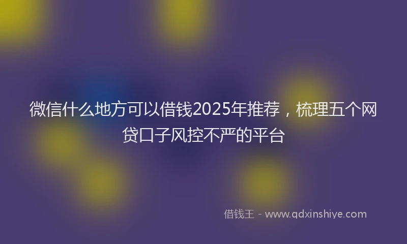 微信什么地方可以借钱2025年推荐，梳理五个网贷口子风控不严的平台