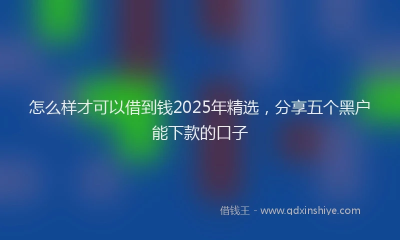 怎么样才可以借到钱2025年精选，分享五个黑户能下款的口子