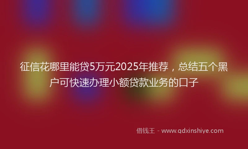 征信花哪里能贷5万元2025年推荐，总结五个黑户可快速办理小额贷款业务的口子