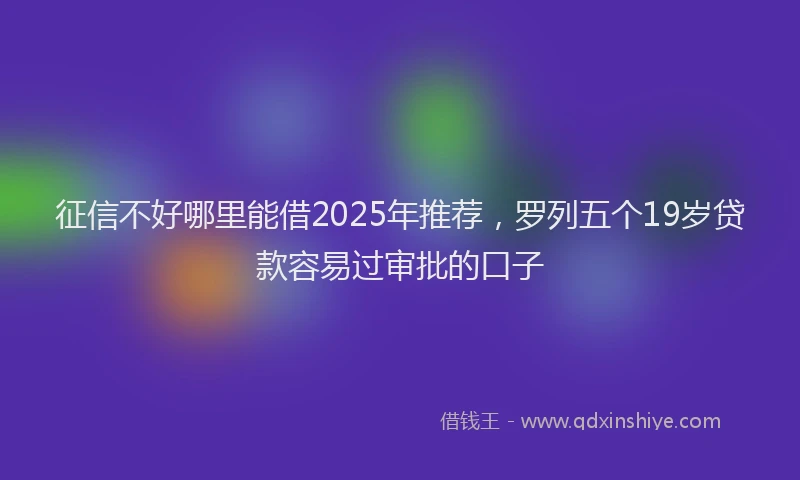 征信不好哪里能借2025年推荐，罗列五个19岁贷款容易过审批的口子