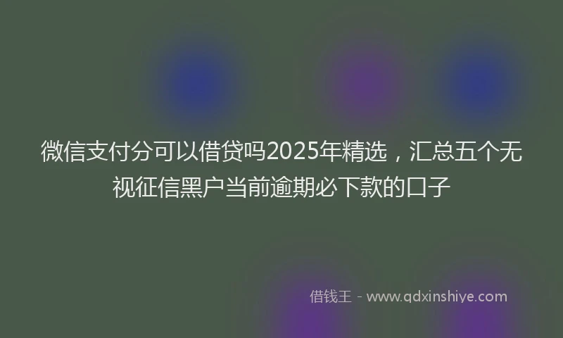 微信支付分可以借贷吗2025年精选，汇总五个无视征信黑户当前逾期必下款的口子