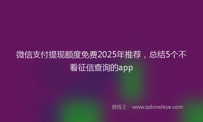 微信支付提现额度免费2025年推荐，总结5个不看征信查询的app