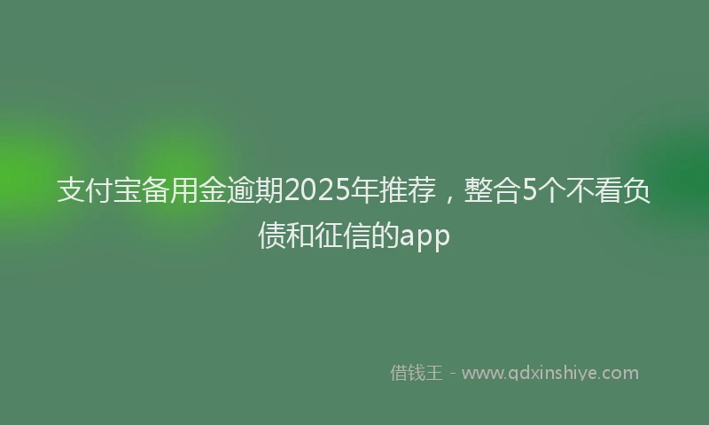 支付宝备用金逾期2025年推荐，整合5个不看负债和征信的app