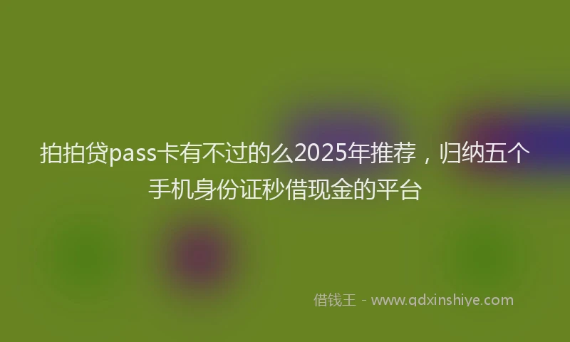 拍拍贷pass卡有不过的么2025年推荐，归纳五个手机身份证秒借现金的平台