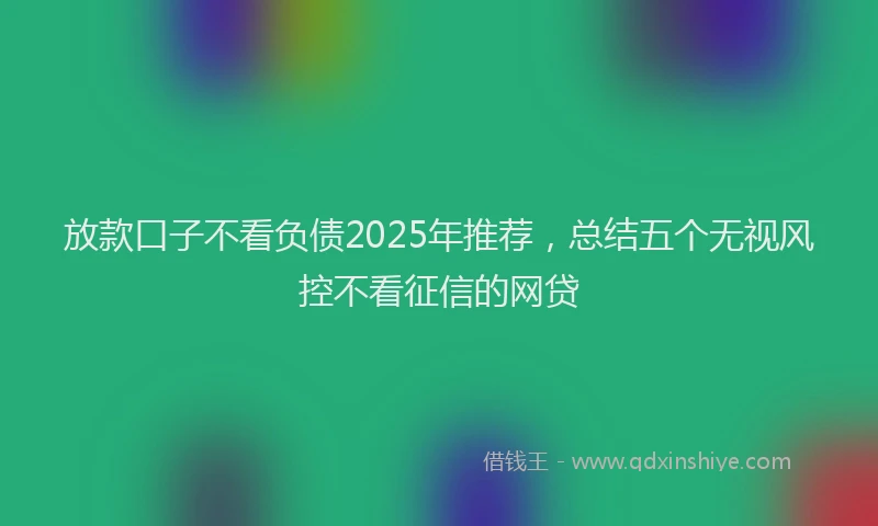 放款口子不看负债2025年推荐，总结五个无视风控不看征信的网贷