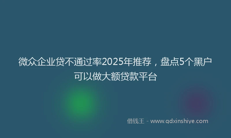 微众企业贷不通过率2025年推荐，盘点5个黑户可以做大额贷款平台