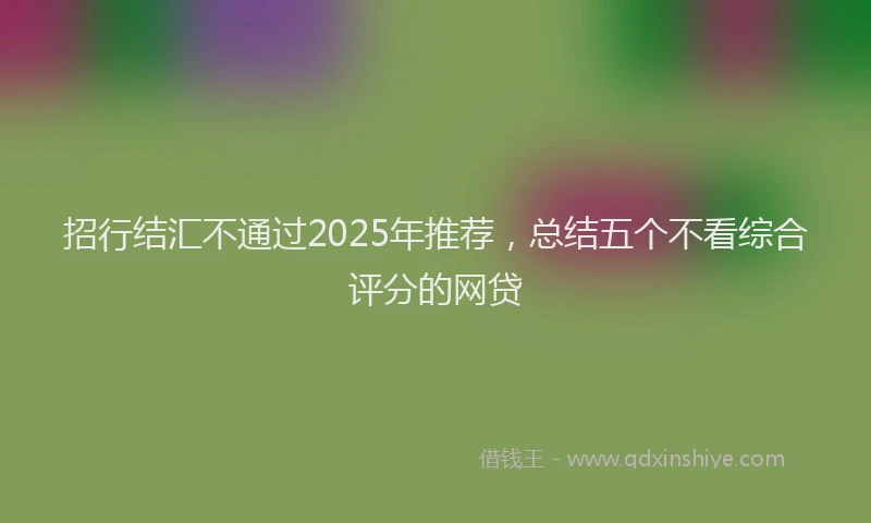 招行结汇不通过2025年推荐，总结五个不看综合评分的网贷