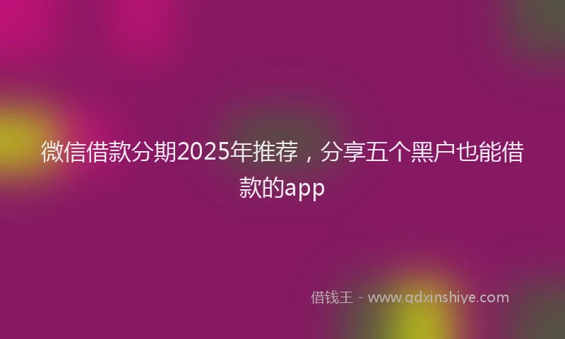 微信借款分期2025年推荐，分享五个黑户也能借款的app