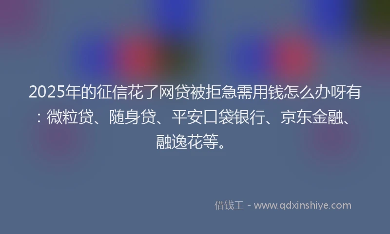 2025年的征信花了网贷被拒急需用钱怎么办呀有：微粒贷、随身贷、平安口袋银行、京东金融、融逸花等。