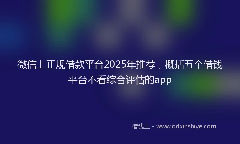 微信上正规借款平台2025年推荐，概括五个借钱平台不看综合评估的app
