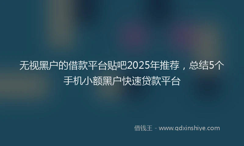 无视黑户的借款平台贴吧2025年推荐，总结5个手机小额黑户快速贷款平台