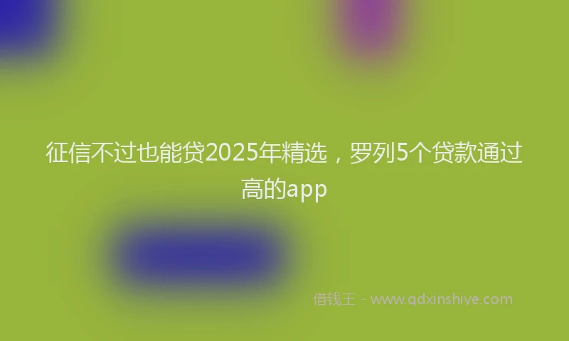 征信不过也能贷2025年精选，罗列5个贷款通过高的app