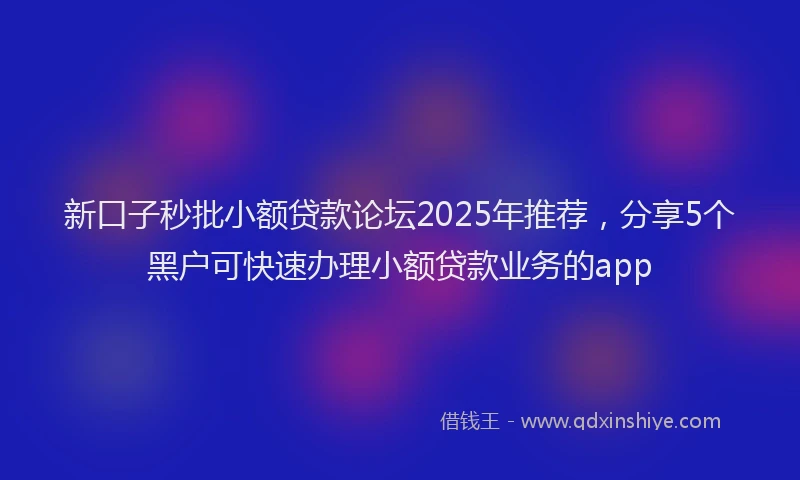 新口子秒批小额贷款论坛2025年推荐，分享5个黑户可快速办理小额贷款业务的app