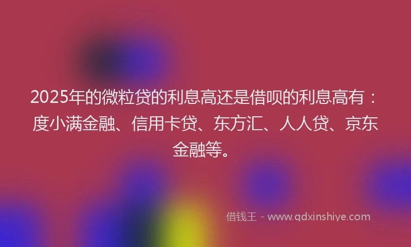 2025年的微粒贷的利息高还是借呗的利息高有：度小满金融、信用卡贷、东方汇、人人贷、京东金融等。