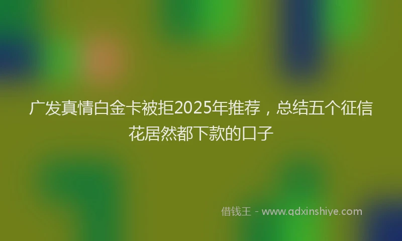 广发真情白金卡被拒2025年推荐，总结五个征信花居然都下款的口子