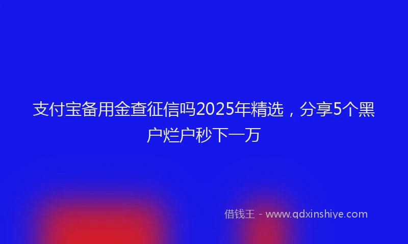 支付宝备用金查征信吗2025年精选，分享5个黑户烂户秒下一万