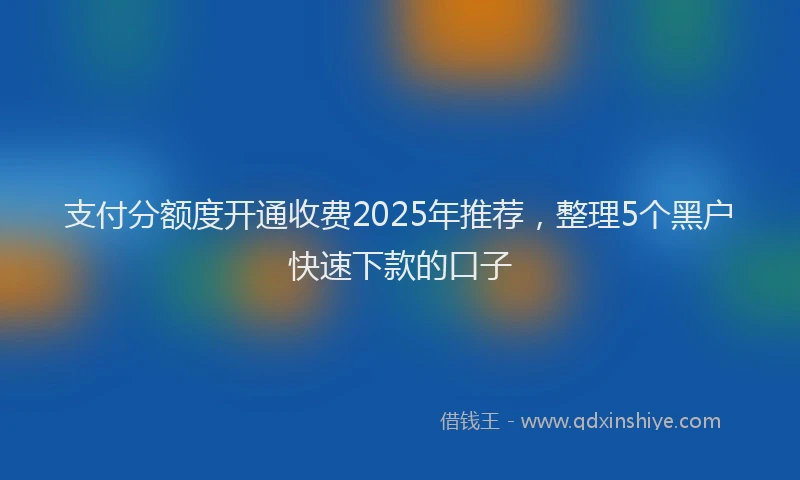 支付分额度开通收费2025年推荐，整理5个黑户快速下款的口子