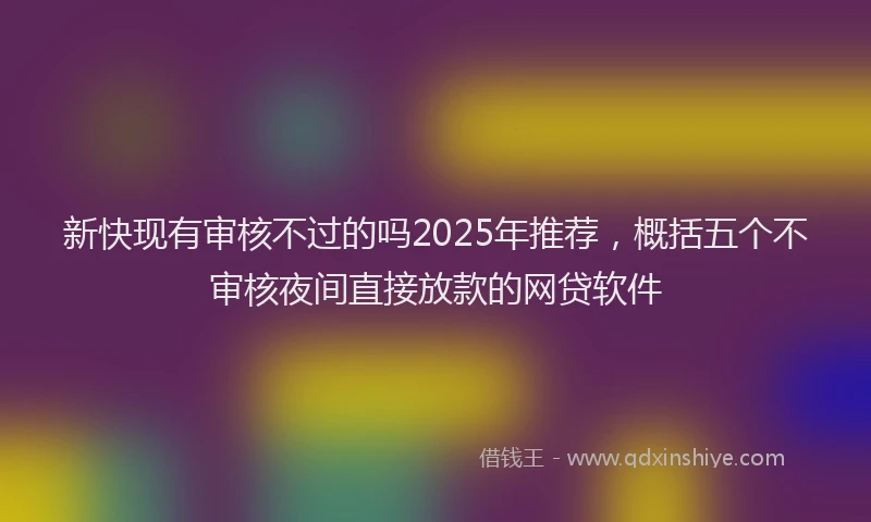 新快现有审核不过的吗2025年推荐，概括五个不审核夜间直接放款的网贷软件