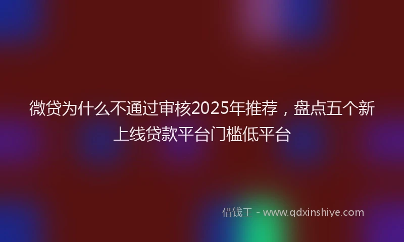 微贷为什么不通过审核2025年推荐，盘点五个新上线贷款平台门槛低平台