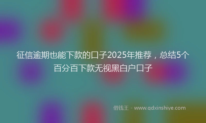 征信逾期也能下款的口子2025年推荐，总结5个百分百下款无视黑白户口子