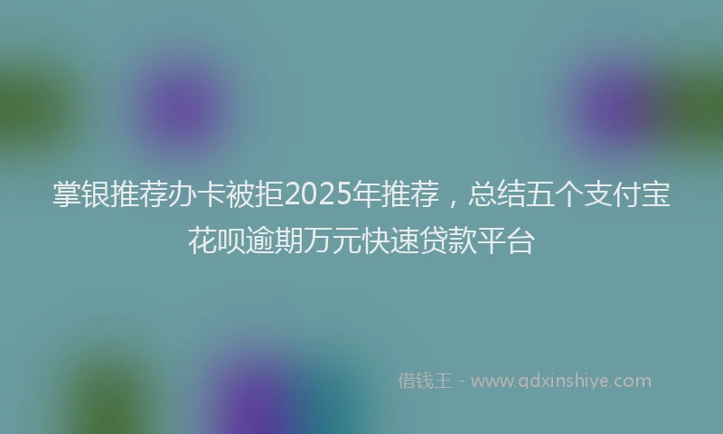 掌银推荐办卡被拒2025年推荐，总结五个支付宝花呗逾期万元快速贷款平台
