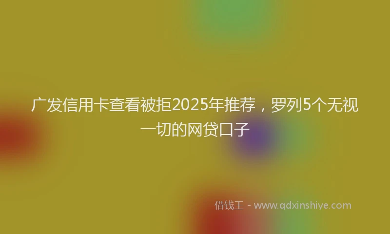 广发信用卡查看被拒2025年推荐，罗列5个无视一切的网贷口子
