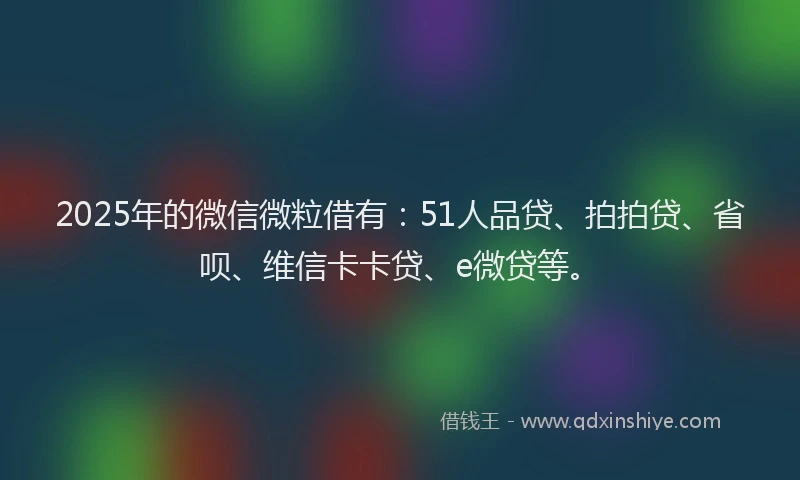 2025年的微信微粒借有：51人品贷、拍拍贷、省呗、维信卡卡贷、e微贷等。