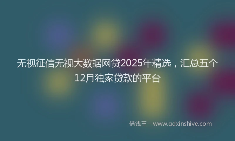 无视征信无视大数据网贷2025年精选，汇总五个12月独家贷款的平台