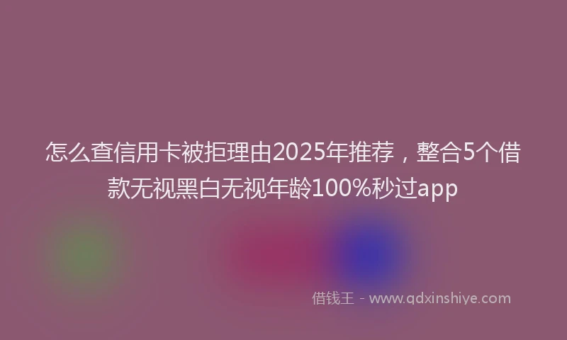 怎么查信用卡被拒理由2025年推荐，整合5个借款无视黑白无视年龄100%秒过app