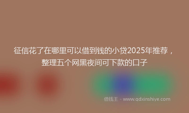 征信花了在哪里可以借到钱的小贷2025年推荐，整理五个网黑夜间可下款的口子