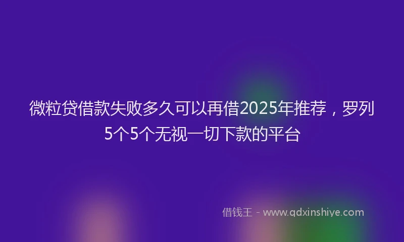 微粒贷借款失败多久可以再借2025年推荐，罗列5个5个无视一切下款的平台