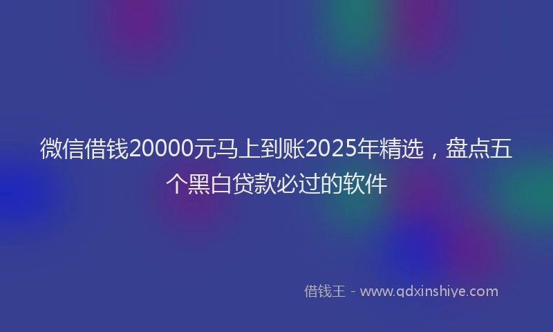 微信借钱20000元马上到账2025年精选，盘点五个黑白贷款必过的软件