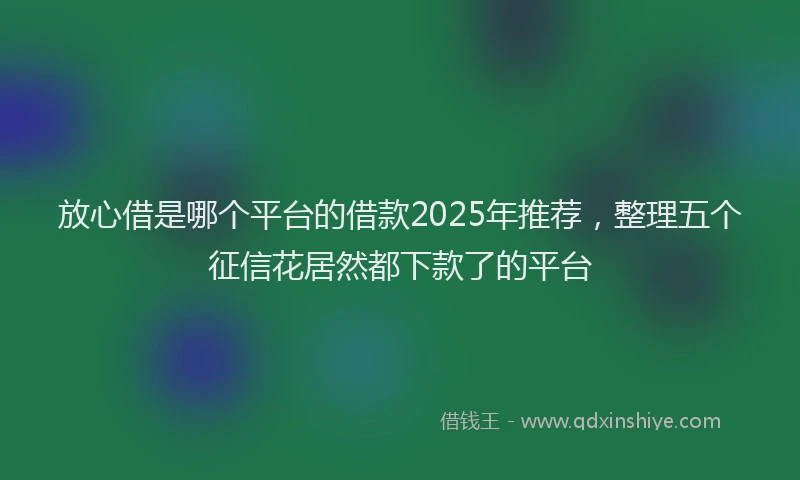 放心借是哪个平台的借款2025年推荐，整理五个征信花居然都下款了的平台