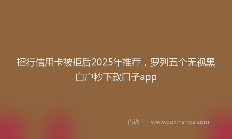 招行信用卡被拒后2025年推荐，罗列五个无视黑白户秒下款口子app