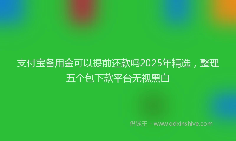 支付宝备用金可以提前还款吗2025年精选，整理五个包下款平台无视黑白