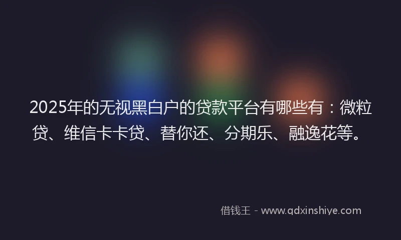 2025年的无视黑白户的贷款平台有哪些有：微粒贷、维信卡卡贷、替你还、分期乐、融逸花等。