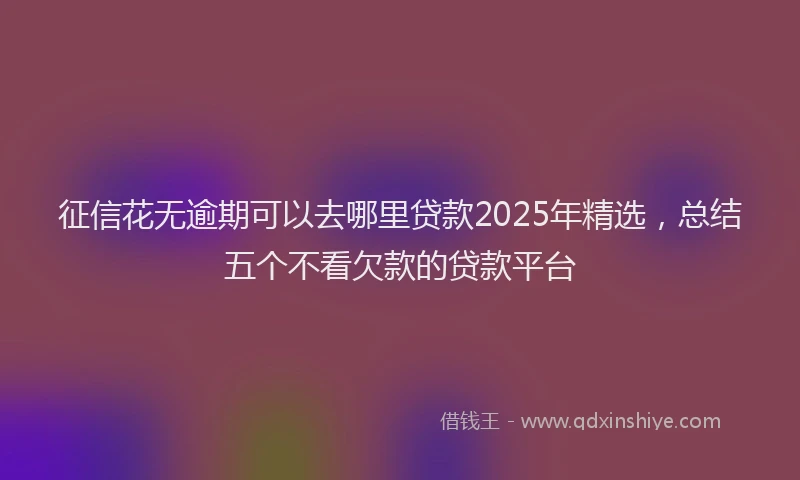 征信花无逾期可以去哪里贷款2025年精选，总结五个不看欠款的贷款平台