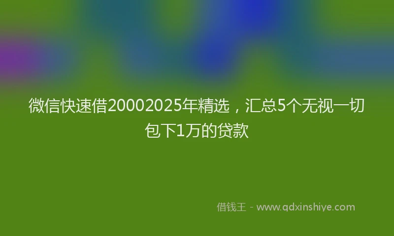 微信快速借20002025年精选，汇总5个无视一切包下1万的贷款