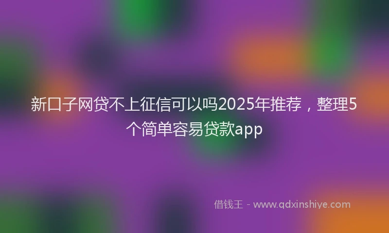 新口子网贷不上征信可以吗2025年推荐，整理5个简单容易贷款app