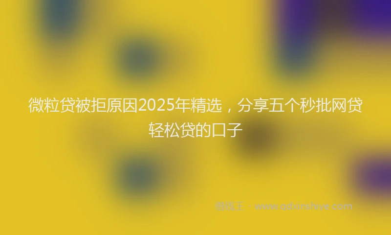 微粒贷被拒原因2025年精选，分享五个秒批网贷轻松贷的口子
